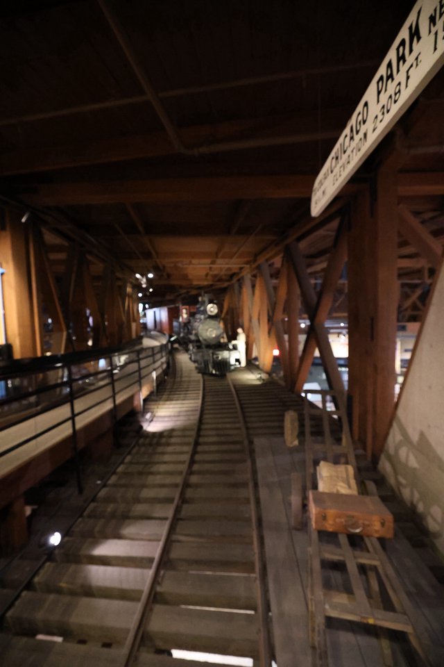Historic Locomotive Inside Covered Railroad Bridge Museum