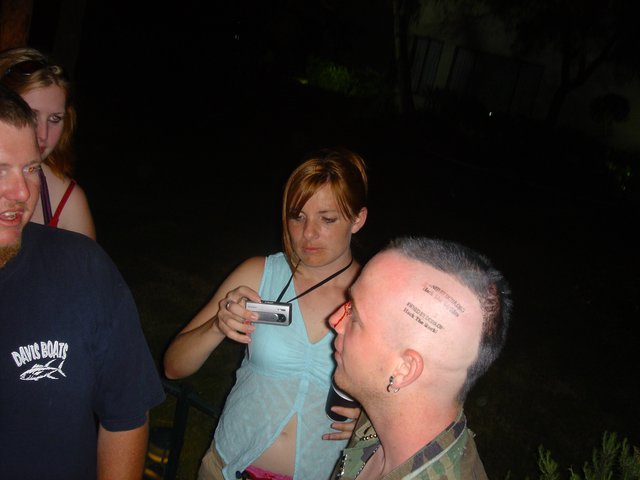 Late Night Outdoor Gathering with Head Tattoos 2004