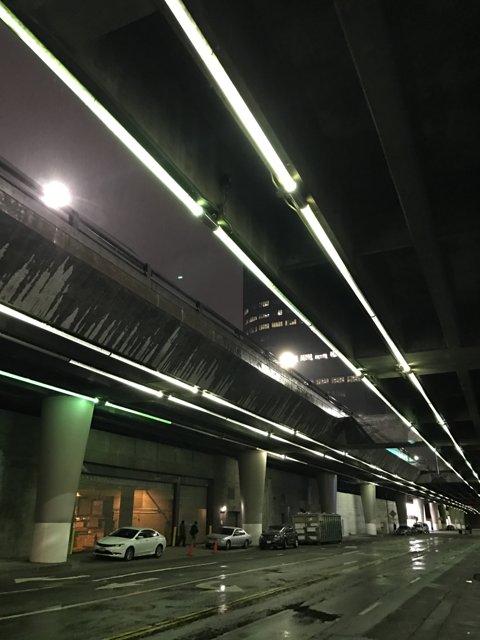 Driving Under the Brightly Lit Overpass