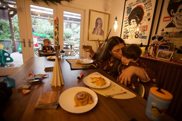 Family Christmas Dinner at Home with Children