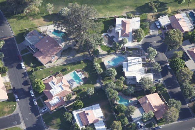 Aerial View of a Suburban Neighborhood in Palm Springs