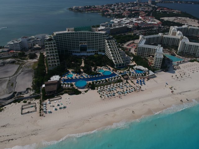 Aerial View of Cancun Resort and Beach