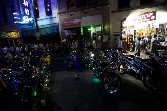 Motorcycle Gathering at the Spoke Storefront