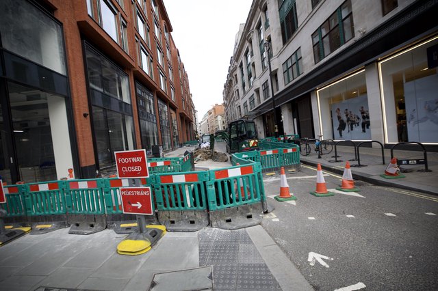 Urban Street Construction Work in London City Center