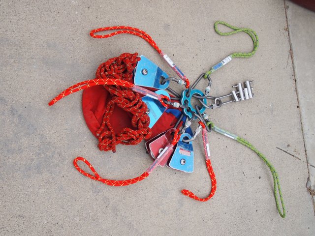 Red Bag with Keys and Rope