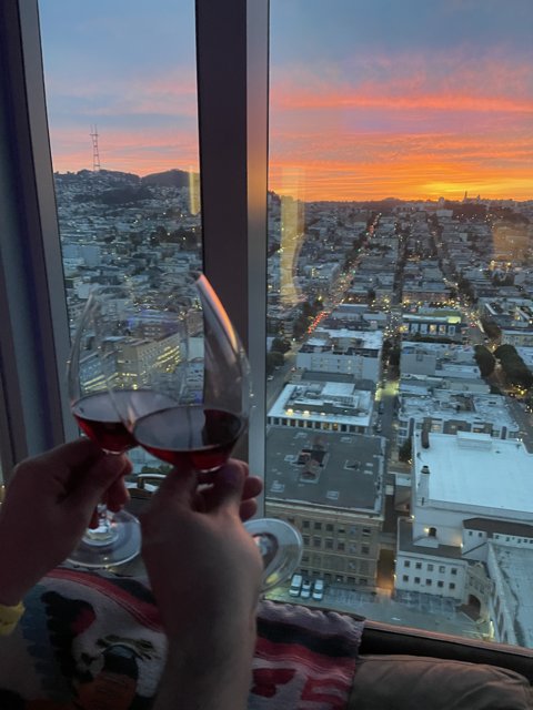 Cityscape and Red Wine