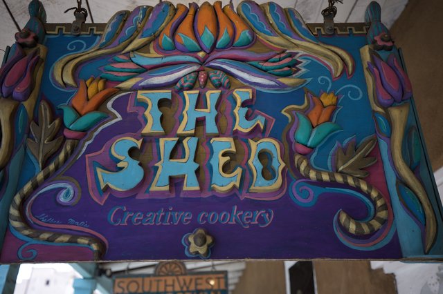 The Shed Creative Cookery Ornate Sign in Santa Fe
