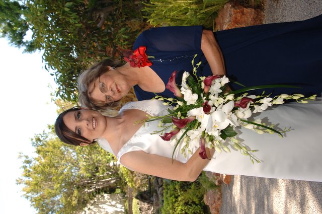 Bride and Grandmother Share a Joyful Wedding Day Moment