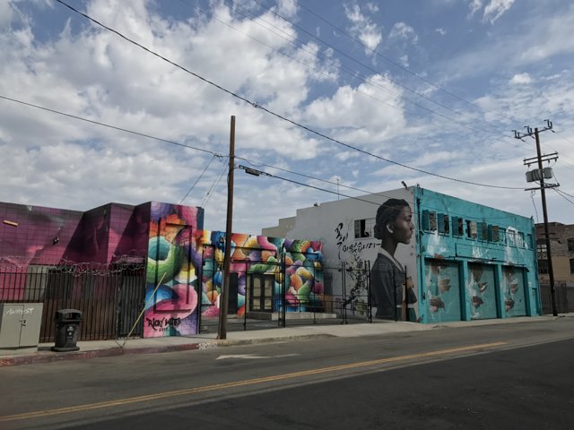 Colorful Graffiti Adorns Busy Urban Street