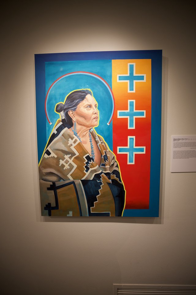 Contemporary Native American Portrait in Museum Gallery