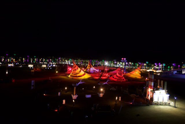 Colorful Lights Illuminate the Night Sky at Coachella