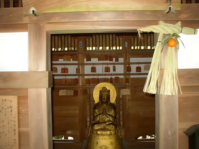 Buddha Statue in Monastery Doorway