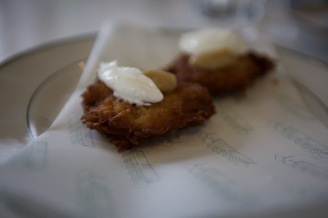 Potato Latkes with Sour Cream and Applesauce