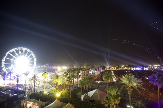 Illuminated Ferris Wheel at Coachella Festival