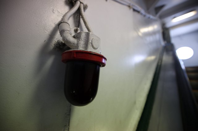 Vintage Naval Light Fixture on USS Hornet Hull