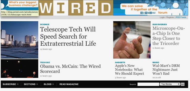 Wired Magazine Website Screenshot