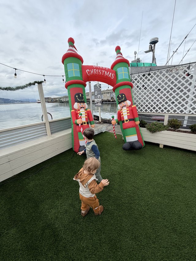 Children Viewing Christmas Nutcracker Display at Marina