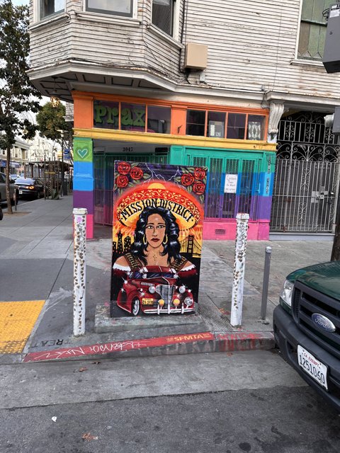 Colorful Mural of a Woman on a San Francisco Street Corner