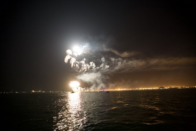 Spectacular Fireworks Show on the Ocean