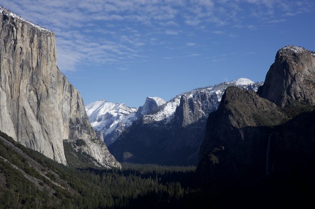 Yosemite Valley Winter Vista with El Capitan and Half Dome