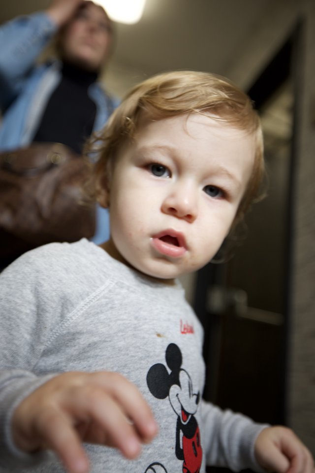 Toddler in Mickey Mouse Shirt at Home