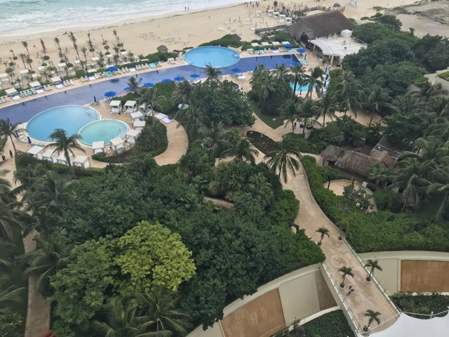 Aerial View of Beach and Pool at Resort