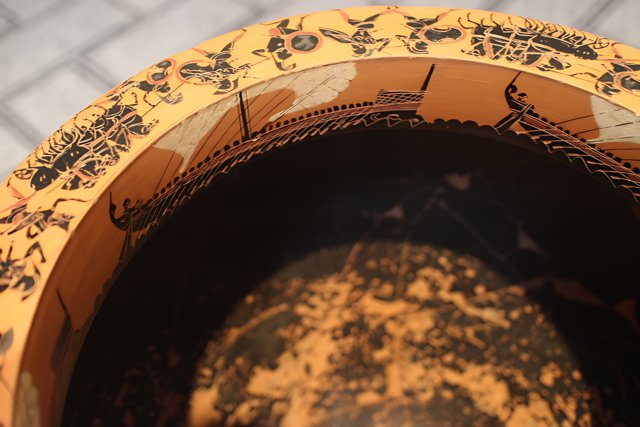 Ancient Greek Pottery Vase with Unique Bottom Design
