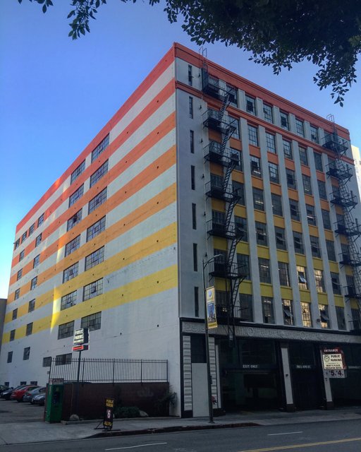 Colorful Stripe on Urban Office Building