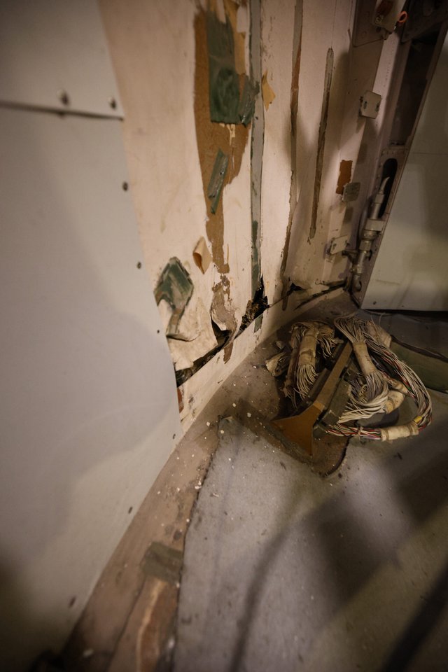 Deteriorated Door Frame with Exposed Wiring on USS Hornet