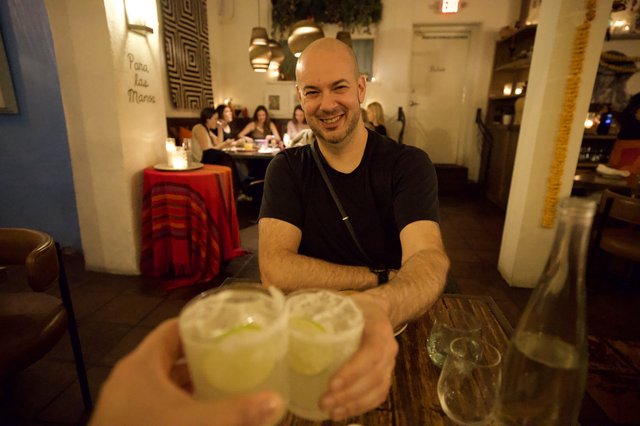 Toasting with Margaritas at Cozy Restaurant