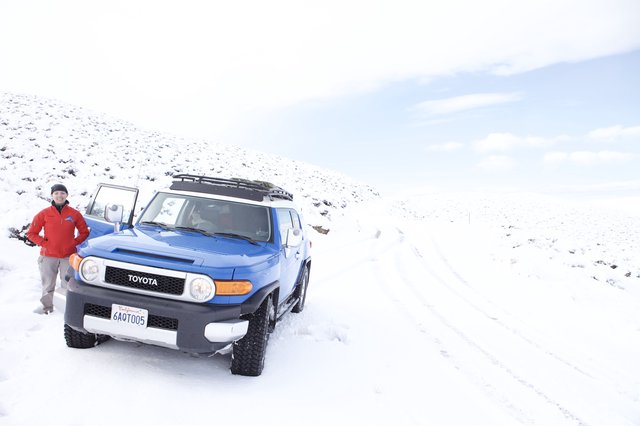 Adventure in the Snow with a Blue Toyota FJ Cruiser