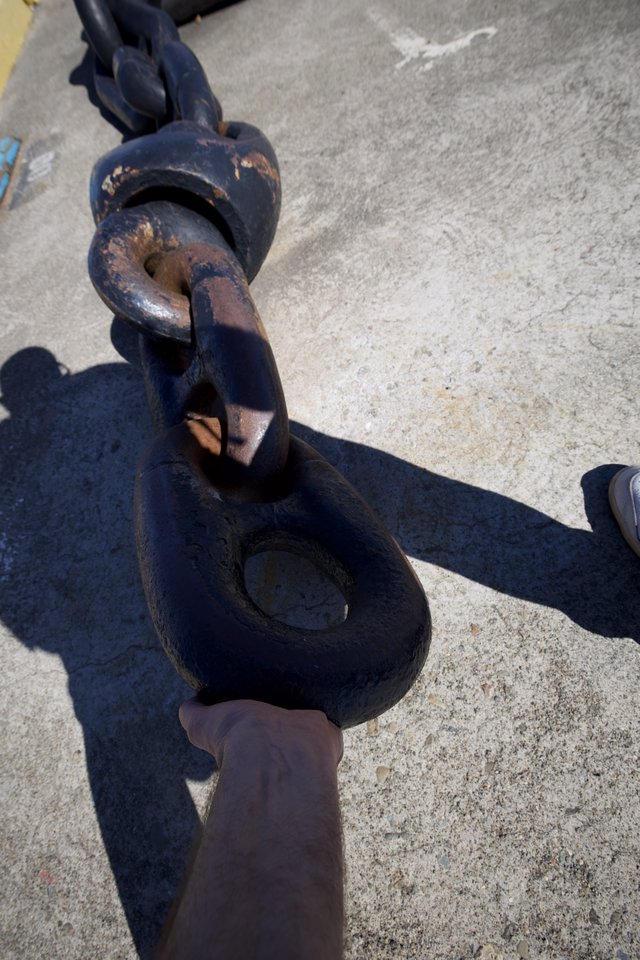 Weathered Chain Links on USS Hornet Deck
