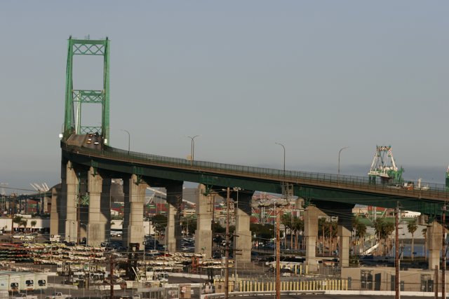 Train crossing over metropolitan bridge