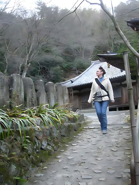 Walking in Tranquility at a Japanese Temple