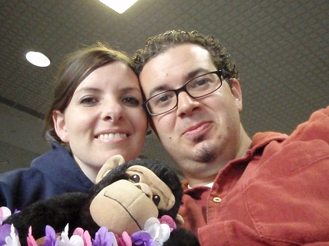 Dave and Penelope Selfie with Hawaiian Monkey Plush