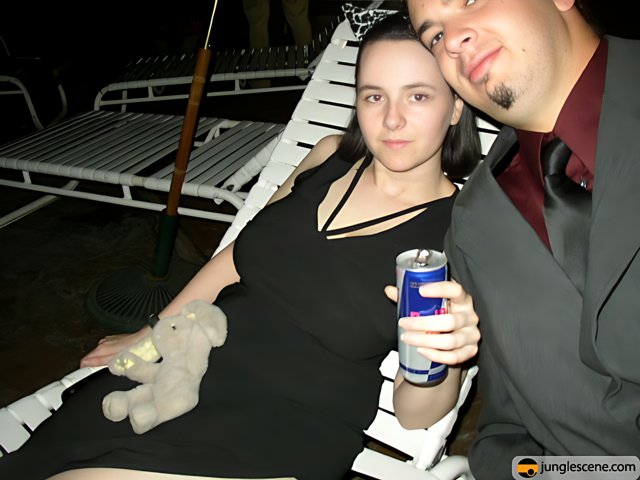 A Formally Dressed Couple Enjoys a Drink
