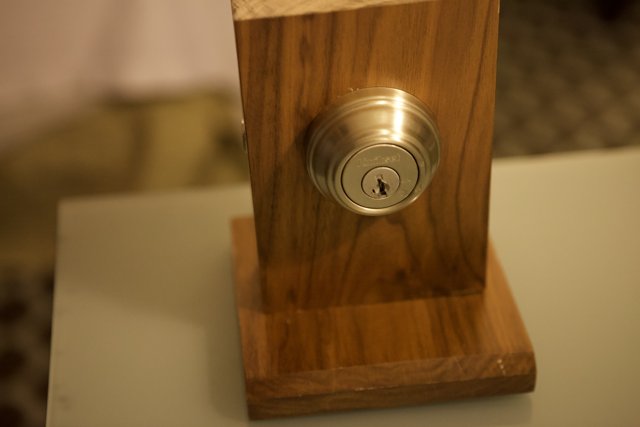 Wooden Stand with Metal Lock