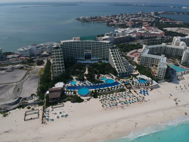 A Bird's Eye View of the Luxurious Resort and Beach in Cancun