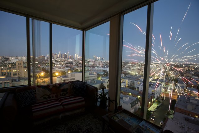 Spectacular Fireworks View from Living Room Window