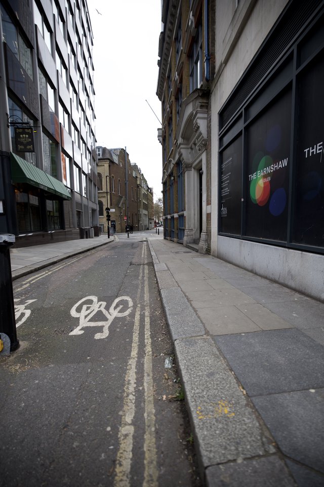 Empty London Street with Bicycle Lane Marking