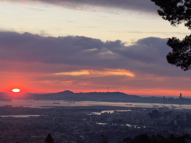 Golden Sunset Over San Francisco Bay from East Bay Hills
