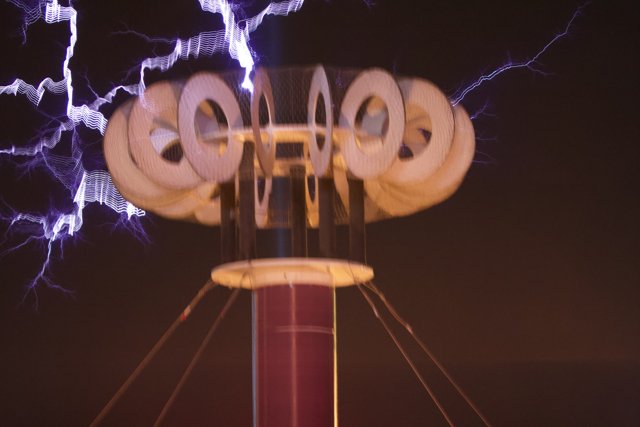 Coiled Lightning Strikes Tower at Coachella