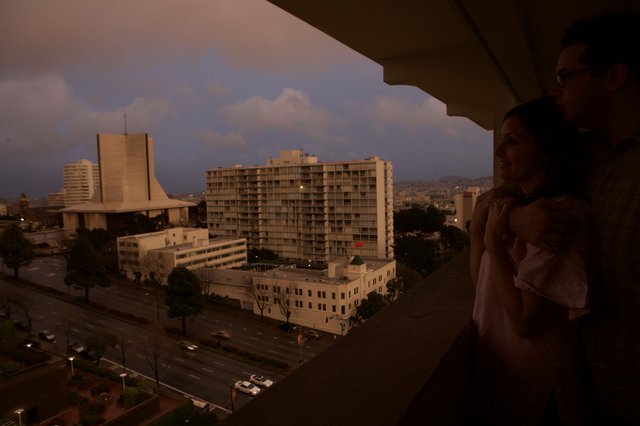 Twilight City Views from a San Francisco Balcony