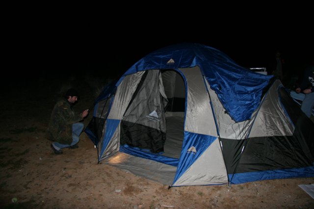 Night Camping in a Mountain Tent