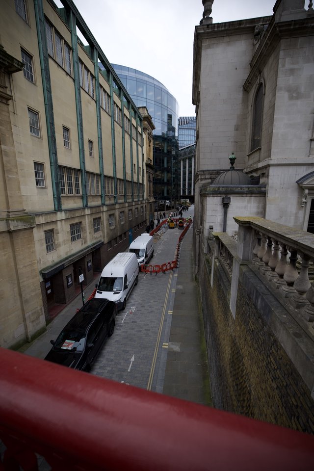 Urban Construction Work on Narrow London Street