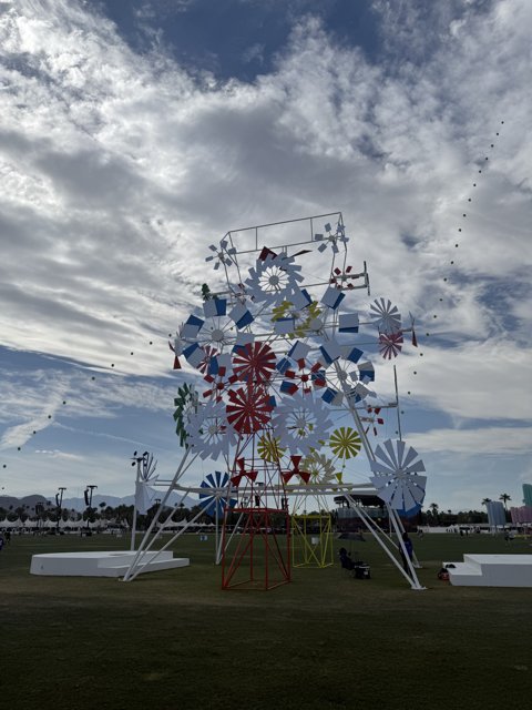 Whimsical Wheels Under Cloudy Skies