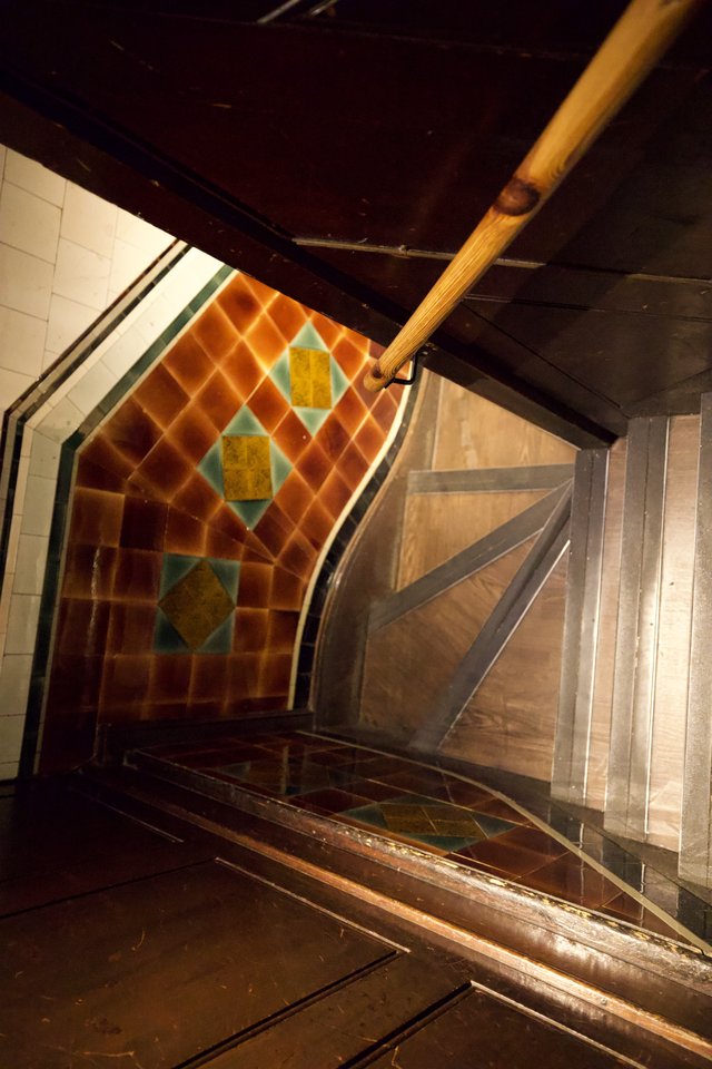 Victorian Stairwell with Decorative Tile Work