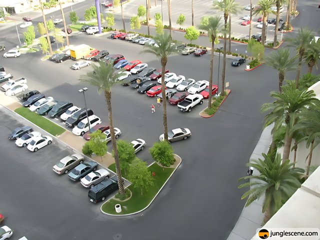 Aerial View of a Busy Parking Lot