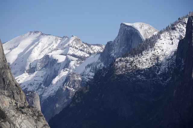 Snow-Covered Granite Peaks of Yosemite Valley