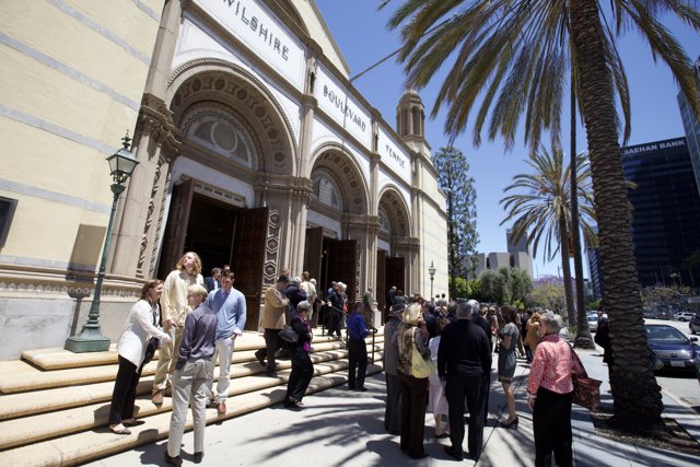 Group of People Gather Outside Church in 2011